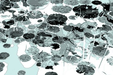 Lotus yaprağı ormanı. Çevre sorunları. Düz dizayn. Yüksek kalite vektör çizimi. Arkaplan deseni.