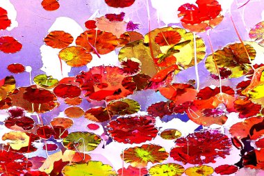 Lotus yaprağı ormanı. Çevre sorunları. Düz dizayn. Yüksek kalite vektör çizimi. Arkaplan deseni.