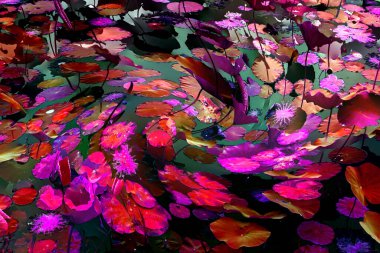 Lotus yaprağı ormanı. Çevre sorunları. Düz dizayn. Yüksek kalite vektör çizimi. Arkaplan deseni.