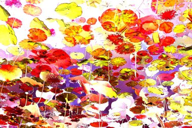 Lotus yaprağı ormanı. Çevre sorunları. Düz dizayn. Yüksek kalite vektör çizimi. Arkaplan deseni.