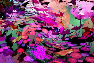 Lotus yaprağı ormanı. Çevre sorunları. Düz dizayn. Yüksek kalite vektör çizimi. Arkaplan deseni.