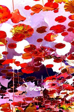 Lotus yaprağı ormanı. Çevre sorunları. Düz dizayn. Yüksek kalite vektör çizimi. Arkaplan deseni.