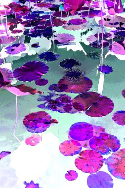 Lotus yaprağı ormanı. Çevre sorunları. Düz dizayn. Yüksek kalite vektör çizimi. Arkaplan deseni.