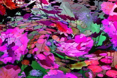 Nilüfer yaprakları, zarif arkaplan deseni