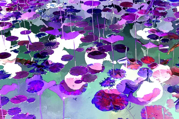 Lotus yaprağı ormanı. Çevre sorunları. Düz dizayn. Yüksek kalite vektör çizimi. Arkaplan deseni.