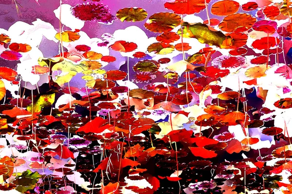 Lotus yaprağı ormanı. Çevre sorunları. Düz dizayn. Yüksek kalite vektör çizimi. Arkaplan deseni.