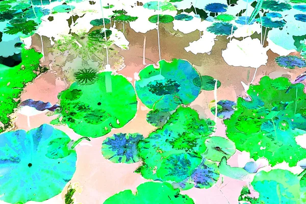 Lotus yaprağı ormanı. Çevre sorunları. Düz dizayn. Yüksek kalite vektör çizimi. Arkaplan deseni.