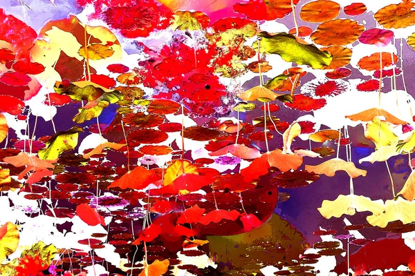 Lotus yaprağı ormanı. Çevre sorunları. Düz dizayn. Yüksek kalite vektör çizimi. Arkaplan deseni.