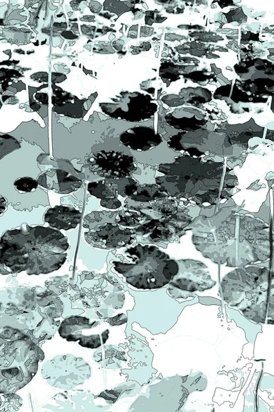 Lotus yaprağı ormanı. Çevre sorunları. Düz dizayn. Yüksek kalite vektör çizimi. Arkaplan deseni.