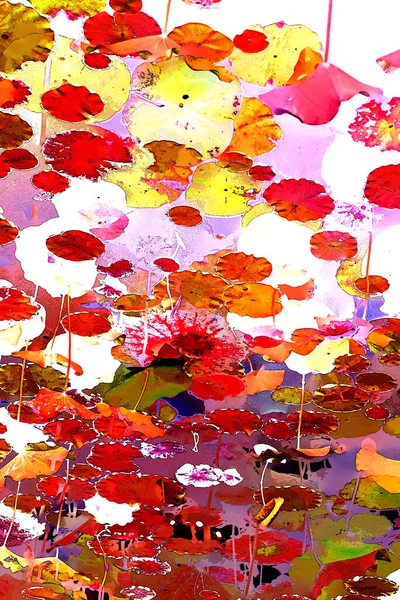 Lotus yaprağı ormanı. Çevre sorunları. Düz dizayn. Yüksek kalite vektör çizimi. Arkaplan deseni.