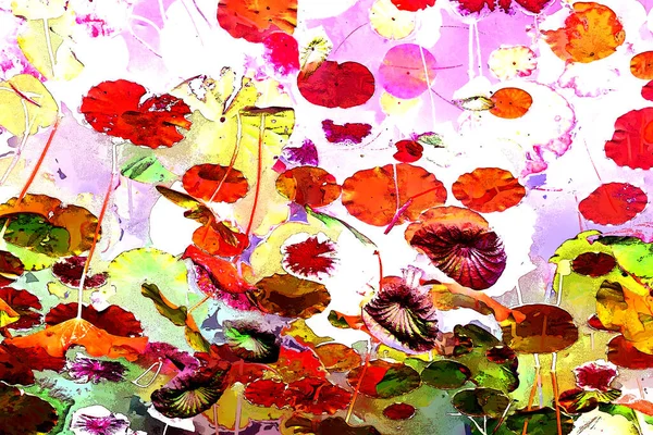 Lotus yaprağı ormanı. Çevre sorunları. Düz dizayn. Yüksek kalite vektör çizimi. Arkaplan deseni.