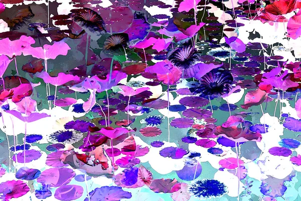 Lotus yaprağı ormanı. Çevre sorunları. Düz dizayn. Yüksek kalite vektör çizimi. Arkaplan deseni.