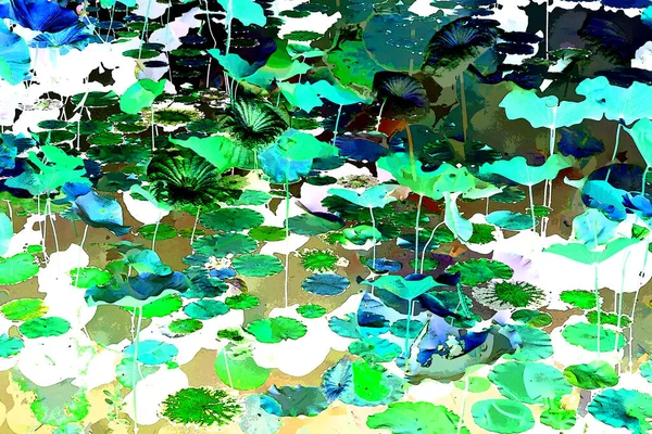 Lotus yaprağı ormanı. Çevre sorunları. Düz dizayn. Yüksek kalite vektör çizimi. Arkaplan deseni.