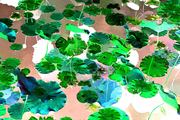 Lotus yaprağı ormanı. Çevre sorunları. Düz dizayn. Yüksek kalite vektör çizimi. Arkaplan deseni.