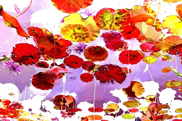 Lotus yaprağı ormanı. Çevre sorunları. Düz dizayn. Yüksek kalite vektör çizimi. Arkaplan deseni.