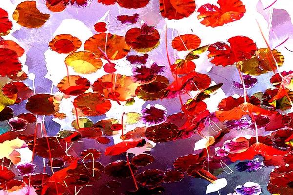 Lotus yaprağı ormanı. Çevre sorunları. Düz dizayn. Yüksek kalite vektör çizimi. Arkaplan deseni.