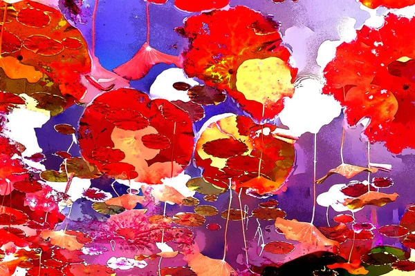 Lotus yaprağı ormanı. Çevre sorunları. Düz dizayn. Yüksek kalite vektör çizimi. Arkaplan deseni.