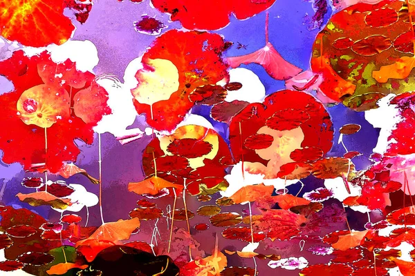 Lotus yaprağı ormanı. Çevre sorunları. Düz dizayn. Yüksek kalite vektör çizimi. Arkaplan deseni.