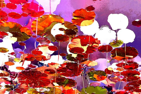 Lotus yaprağı ormanı. Çevre sorunları. Düz dizayn. Yüksek kalite vektör çizimi. Arkaplan deseni.