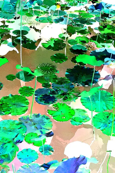 Lotus yaprağı ormanı. Çevre sorunları. Düz dizayn. Yüksek kalite vektör çizimi. Arkaplan deseni.