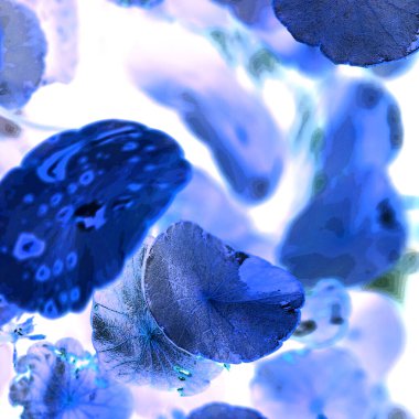 Nergisler. Yeşil bitkiler. Parlak doğal bir geçmişi, su bitkileri. Arkaplan veya duvar kağıdı için.