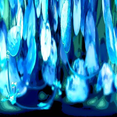 Nergisler. Yeşil bitkiler. Parlak doğal bir geçmişi, su bitkileri. Arkaplan veya duvar kağıdı için.