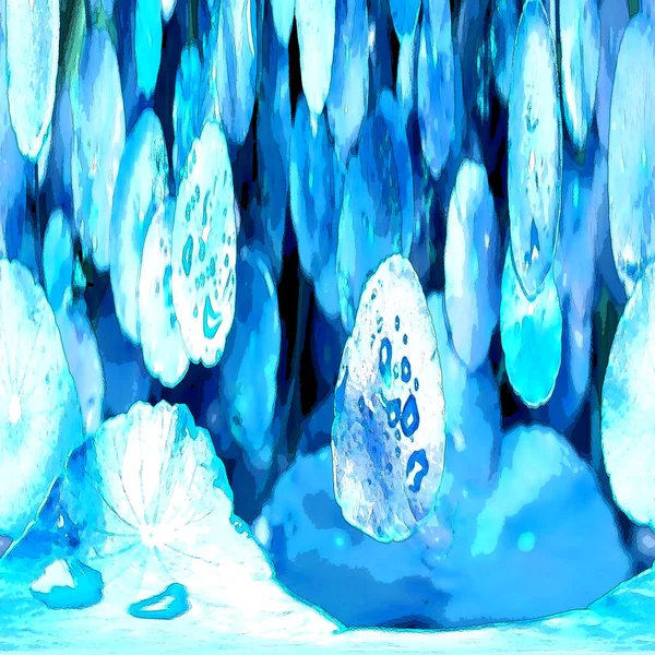 Nergisler. Yeşil bitkiler. Parlak doğal bir geçmişi, su bitkileri. Arkaplan veya duvar kağıdı için.