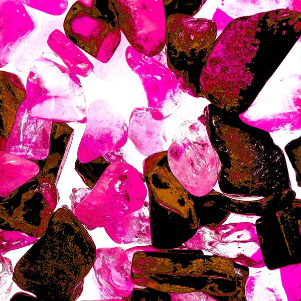 Pembe. Yeşil. Mavi. Mor. Kahverengi. Doğal Kuvars. Buz küpü biçimi arkaplanı