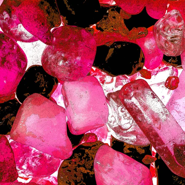Pembe. Yeşil. Mavi. Mor. Kahverengi. Doğal Kuvars. Buz küpü biçimi arkaplanı