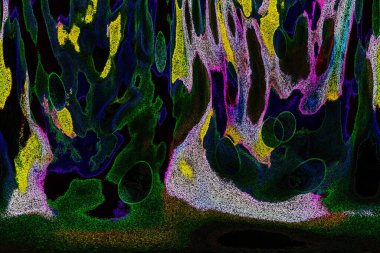 Dalgalı çizgiler. Soyut çizgiler. Doku arka planı. düzensiz desen. Şık modern. Pop sanat. Nokta etkisi. Ritmik gürültü parçacıkları. Paket için desen. Renkli vuruşlu duvar kağıdı.