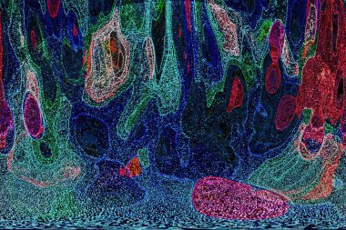 Dalgalı çizgiler. Soyut çizgiler. Doku arka planı. düzensiz desen. Şık modern. Pop sanat. Nokta etkisi. Ritmik gürültü parçacıkları. Paket için desen. Renkli vuruşlu duvar kağıdı.