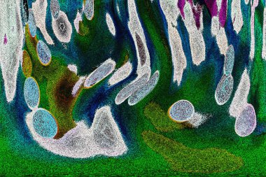 Dalgalı çizgiler. Soyut çizgiler. Doku arka planı. düzensiz desen. Şık modern. Pop sanat. Nokta etkisi. Ritmik gürültü parçacıkları. Paket için desen. Renkli vuruşlu duvar kağıdı.