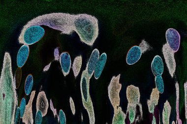 Dalgalı çizgiler. Soyut çizgiler. Doku arka planı. düzensiz desen. Şık modern. Pop sanat. Nokta etkisi. Ritmik gürültü parçacıkları. Paket için desen. Renkli vuruşlu duvar kağıdı.