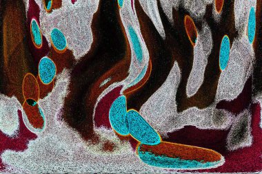 Dalgalı çizgiler. Soyut çizgiler. Doku arka planı. düzensiz desen. Şık modern. Pop sanat. Nokta etkisi. Ritmik gürültü parçacıkları. Paket için desen. Renkli vuruşlu duvar kağıdı.