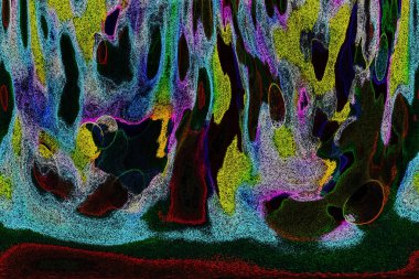 Dalgalı çizgiler. Soyut çizgiler. Doku arka planı. düzensiz desen. Şık modern. Pop sanat. Nokta etkisi. Ritmik gürültü parçacıkları. Paket için desen. Renkli vuruşlu duvar kağıdı.