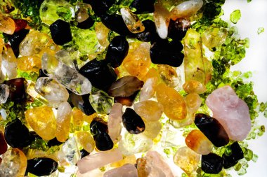 Pink. Green. Blue. Purple. Brown. Natural Quartz. Ice cube style background