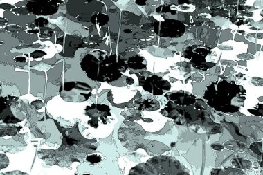 Nilüfer yaprakları ve nilüfer yapraklarıyla sunulan zarif desenli tasarım.