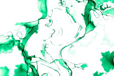 Alkol mürekkebi teknikli doğal akışkan resim. Yumuşak rüya renkleri şeffaf dalgalı çizgiler oluşturur.