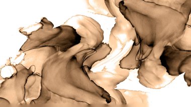 Alkol mürekkebi teknikli doğal akışkan resim. Yumuşak rüya renkleri şeffaf dalgalı çizgiler oluşturur.