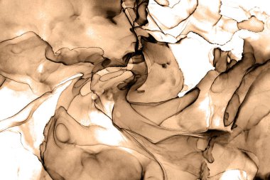 Alkol mürekkebi teknikli doğal akışkan resim. Yumuşak rüya renkleri şeffaf dalgalı çizgiler oluşturur.