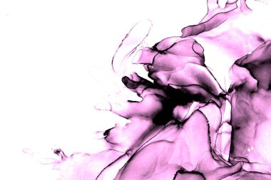 Alkol mürekkebi teknikli doğal akışkan resim. Yumuşak rüya renkleri şeffaf dalgalı çizgiler oluşturur.