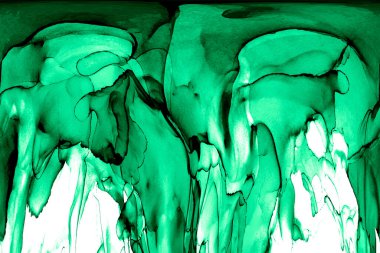 Alkol mürekkebi teknikli doğal akışkan resim. Yumuşak rüya renkleri şeffaf dalgalı çizgiler oluşturur.