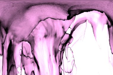 Alkol mürekkebi teknikli doğal akışkan resim. Yumuşak rüya renkleri şeffaf dalgalı çizgiler oluşturur.