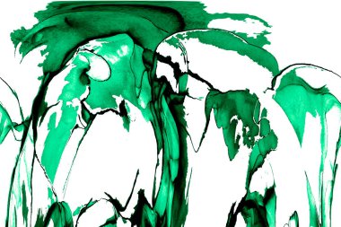 Alkol mürekkebi teknikli doğal akışkan resim. Yumuşak rüya renkleri şeffaf dalgalı çizgiler oluşturur.