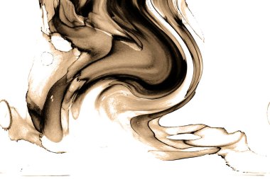 Alkol mürekkebi teknikli doğal akışkan resim. Yumuşak rüya renkleri şeffaf dalgalı çizgiler oluşturur.