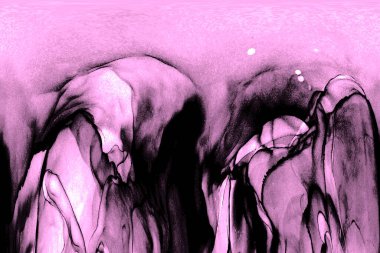 Alkol mürekkebi teknikli doğal akışkan resim. Yumuşak rüya renkleri şeffaf dalgalı çizgiler oluşturur.