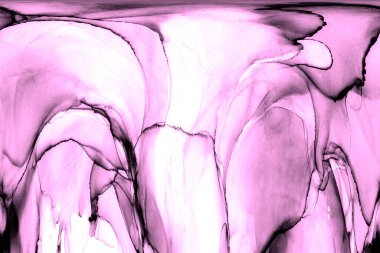 Alkol mürekkebi teknikli doğal akışkan resim. Yumuşak rüya renkleri şeffaf dalgalı çizgiler oluşturur.