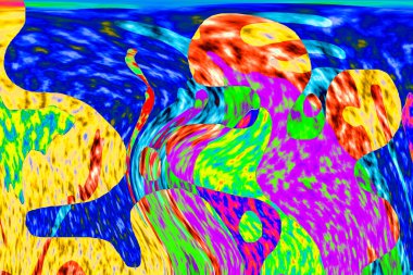 Renkli dalgalı şekiller, çizgiler, geometrik desenler, parlak renkler, soyut arkaplan