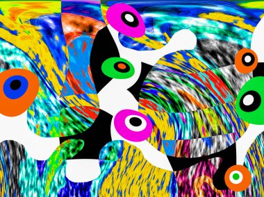 Renkli dalgalı şekiller, çizgiler, geometrik desenler, parlak renkler, soyut arkaplan