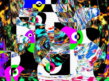 Renkli dalgalı şekiller, çizgiler, geometrik desenler, parlak renkler, soyut arkaplan